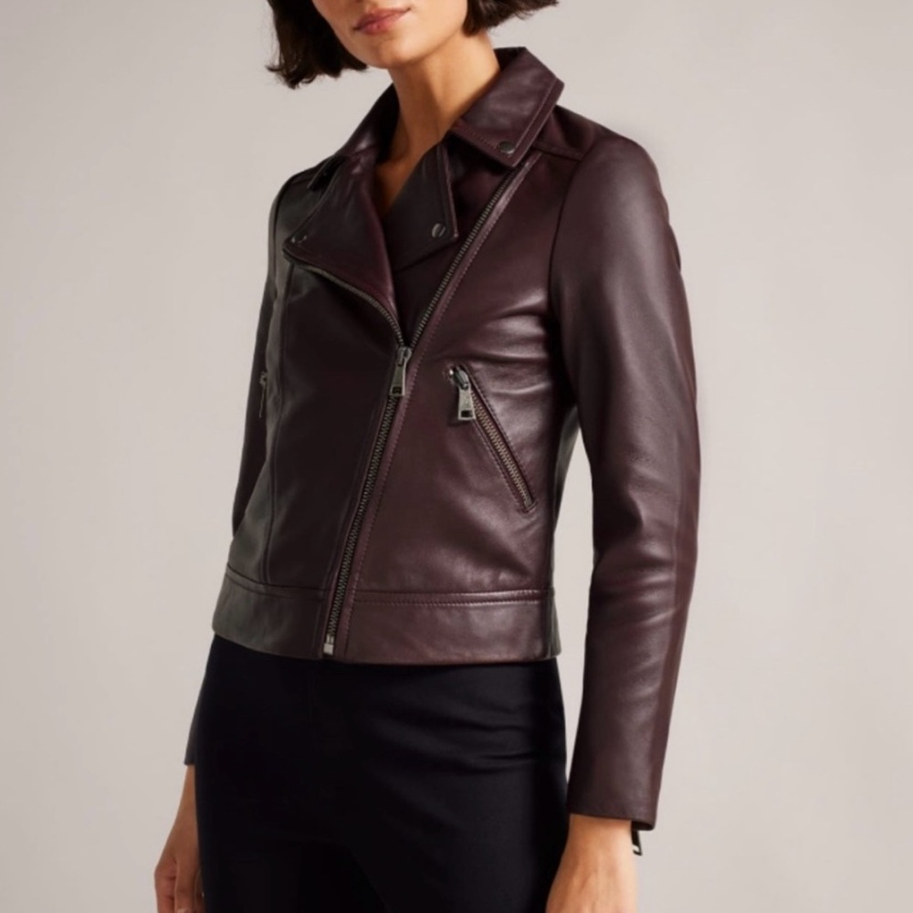 Women's Ted Baker Dark Purple Leather Jacket